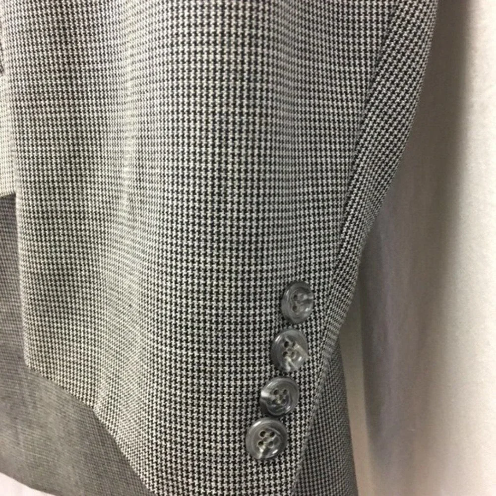 Gant Sport Coat Mens Gray Black Micro Houndstooth Pure Wool Blazer Two Button